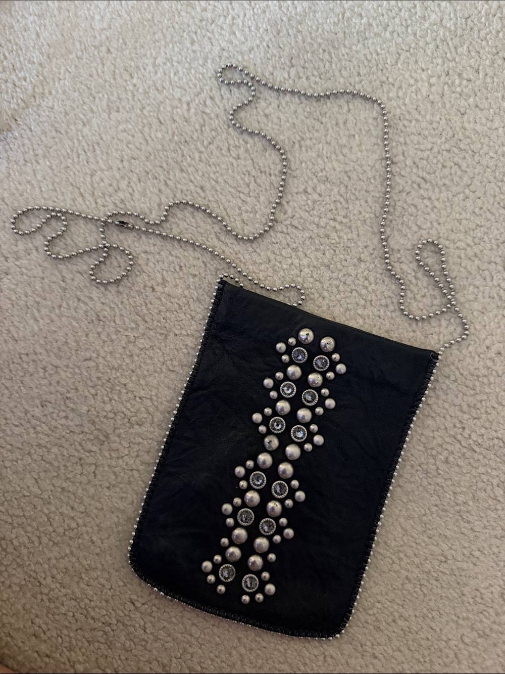 Leather Rock USA - Black Studded Crossbody Pouch Purse